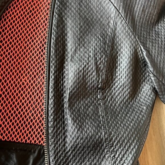MUUBAA 100% Lamb Leather Black Moto Zip Up Jacket US Size 4 EU 36 - Picture 10 of 13